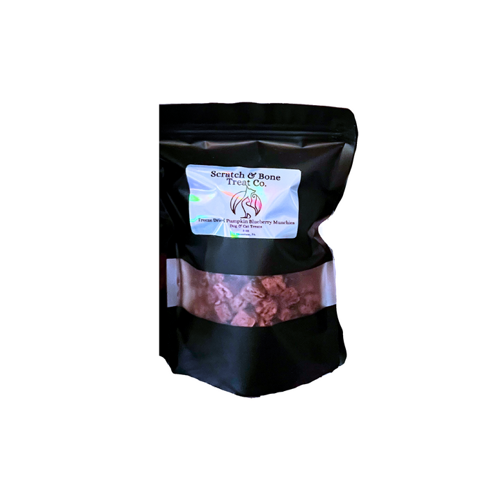 One bag of freeze dried pumpkin blueberry munchies for dog treats and cat treats