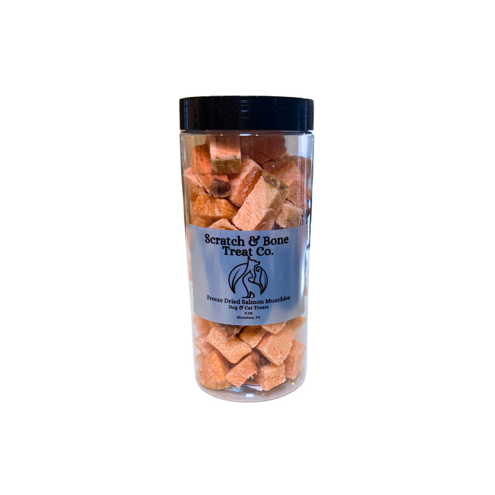 One jar of Freeze dried salmon dog treats and cat treats