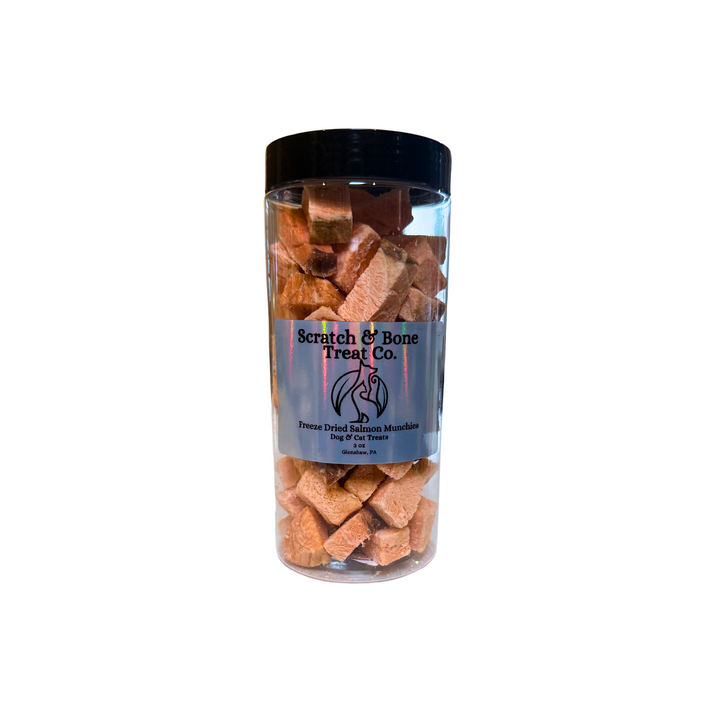 One jar of Freeze dried salmon dog treats and cat treats